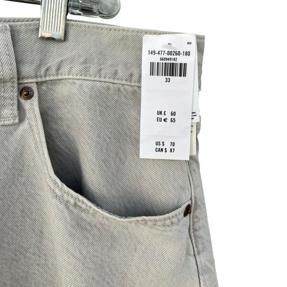 NWT Abercrombie & Fitch High Rise The Loose Jean Shorts - Size 33 - Light Gray - Picture 8 of 13